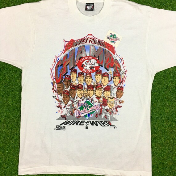 Vintage Deadstock Cincinnati Reds MLB 1990 World Series Champs Big Head Tees Screen Stars Best Brand New Never Worn Single Stitch Ohio 90s