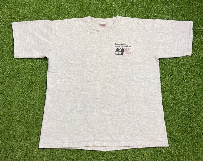 Vintage Talk to You Pharmacist T Shirt Tee Made USA Size Xtra Large XL Drugs Prescription Pharmaceuticals Pharmacy Health 1990s 90s