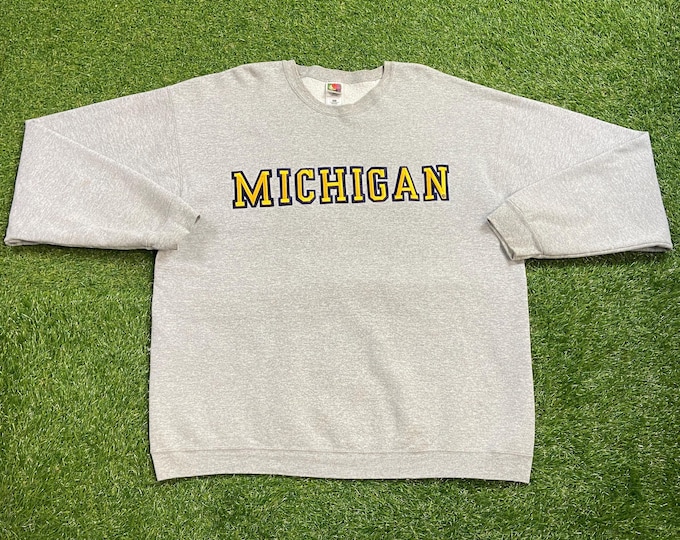 Vintage University of Michigan Wolverines Crewneck Sweatshirt Size XXL 2XL NCAA College Football Detroit Big House 1990s 90s Pull Over