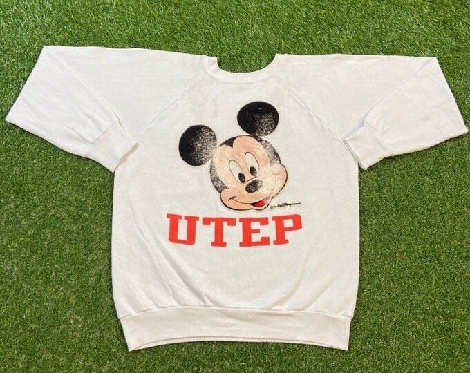 Vintage Mickey Mouse UTEP Crewneck Sweatshirt Size Small University of Texas El Paso Walt Disney World Disneyland WDW Disneyland 1980s