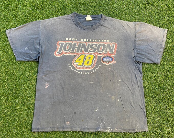 Vintage Jimmy Johnson #48 T Shirt Tee Chase Authentics Size Xtra Large XL NASCAR All Over Racing Daytona 500 1990s 90s