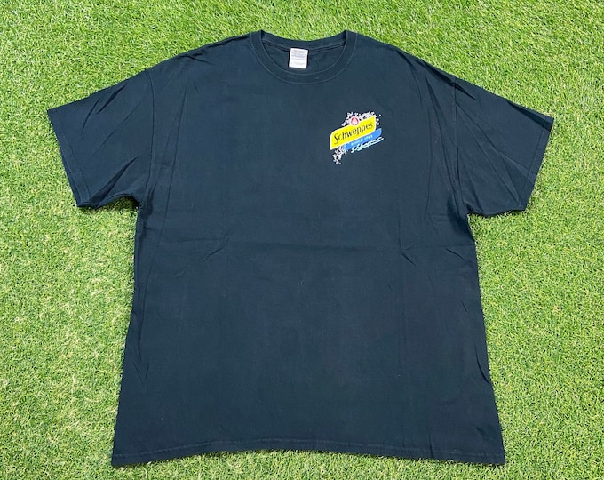 Vintage Schweppes T Shirt Tee Gildan Size Xtra Large XL Sparkling Seltzer Water Dr Pepper Club Soda 1990s 90s