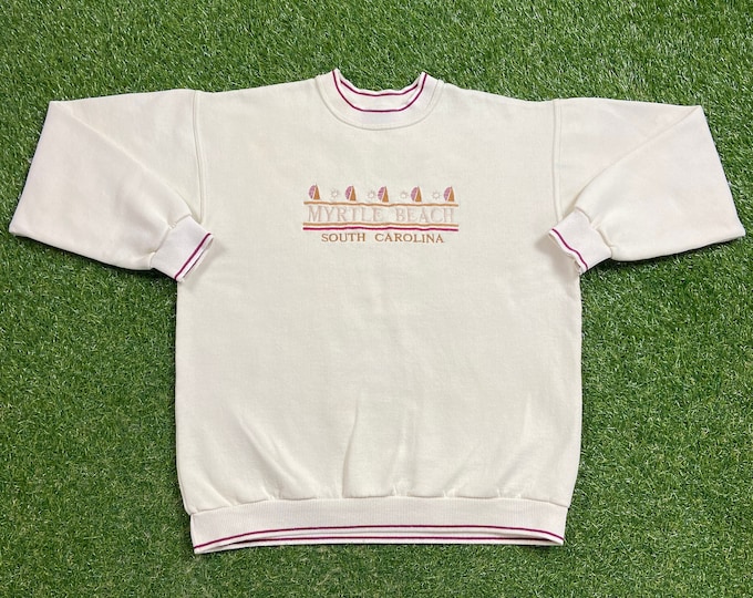 Vintage Myrtle Beach South Carolina Crewneck Sweatshirt Omega Made USA Size Large L SC Pull 1990s 90s Over Oversized