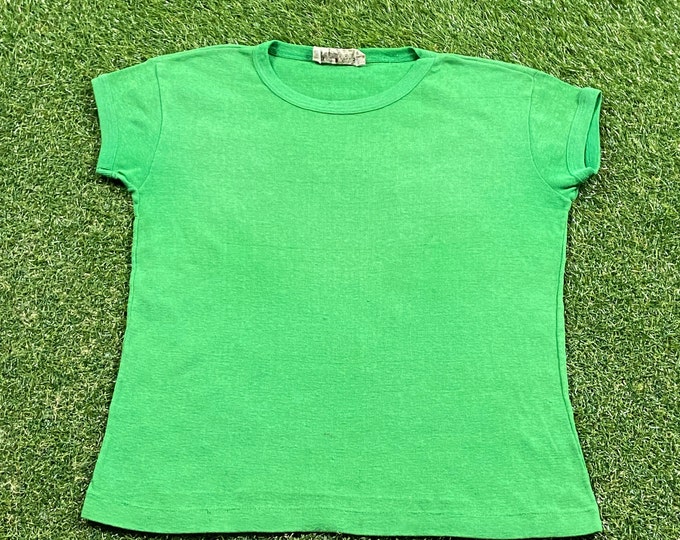 Vintage Plain Green T Shirt Tee Norton's Point Size Xtra Small XS Classic Quality 1980s 80s Tee