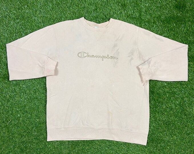 Vintage light Pink Champion Crewneck Sweatshirt Size XXL 2XL Quality 1990's Oversized Comfy Great Fit Made USA Original 90s Pull Over As is