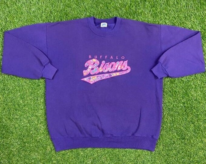 Vintage Buffalo Bisons Crewneck Sweatshirt Jerzees Made USA Size Xtra Large XL Minor League Baseball Toronto Blue Jays MLB Pull Over