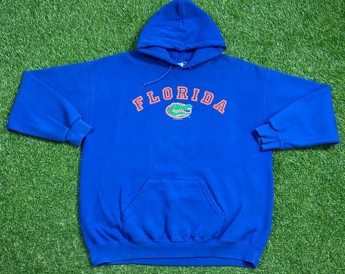Vintage Gators University of Florida Hoodie Sweatshirt Size Large L NCAA College Football Swamp UF Orange Blue Alligator Gainesville 1990s