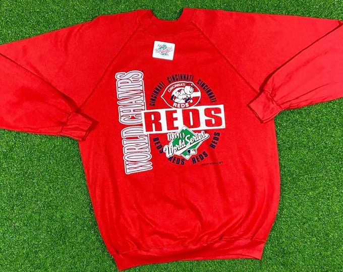 Vintage Cincinnati Reds 1990 World Champions Crewneck Sweatshirt Trench XXL Made USA MLB Ohio Cleveland 1990s World Series Brand New 2XL 90s