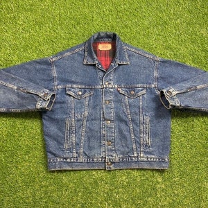 Vintage Levi&#39;s Strauss & Co Jean Jacket Made USA Size Large L American USA Classic Blue Jean Jacket Button Down 1980s Original Lined