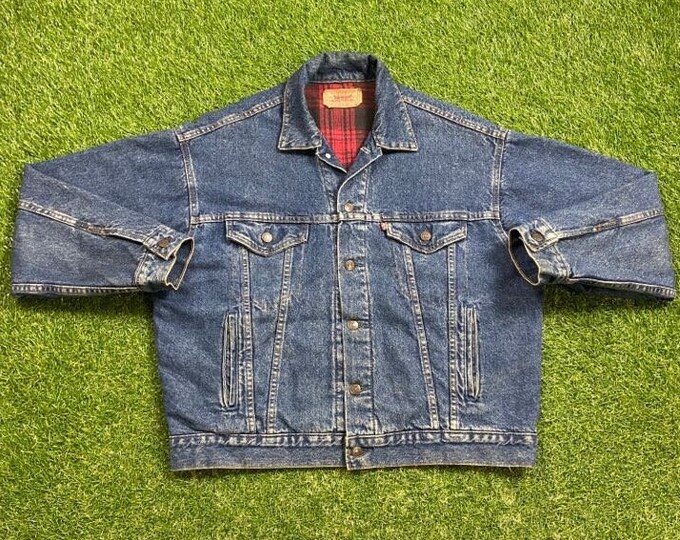 Vintage Levi's Strauss & Co Jean Jacket Made USA Size Large L American USA Classic Blue Jean Jacket Button Down 1980s Original Lined