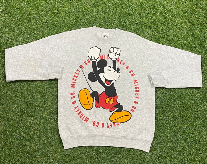 Vintage Mickey Mouse Crewneck Sweatshirt Made USA Size Large L Walt Disney World WDW Disneyland Magic Kingdom 1980s 80s Pull Over Oversized