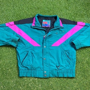 Vintage Graphic Windbreaker Zip Up Jacket Xtra Large XL Multicolor Streetwear Sport Active Wear Classic Light Rain Coat 1990s Ski Jacket