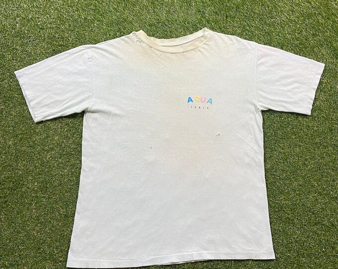 Vintage Aqua Tonic T Shirt Tee Size Xtra Large XL Drink Alcohol Party Night Life Classic Liquor 1990s 90s