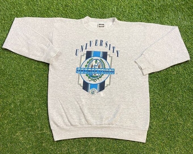 Vintage Georgetown University Hoyas Crewneck Sweatshirt Made Usa Size Xtra Large XL Washington DC NCAA College Basketball 1990s 90s Ewing