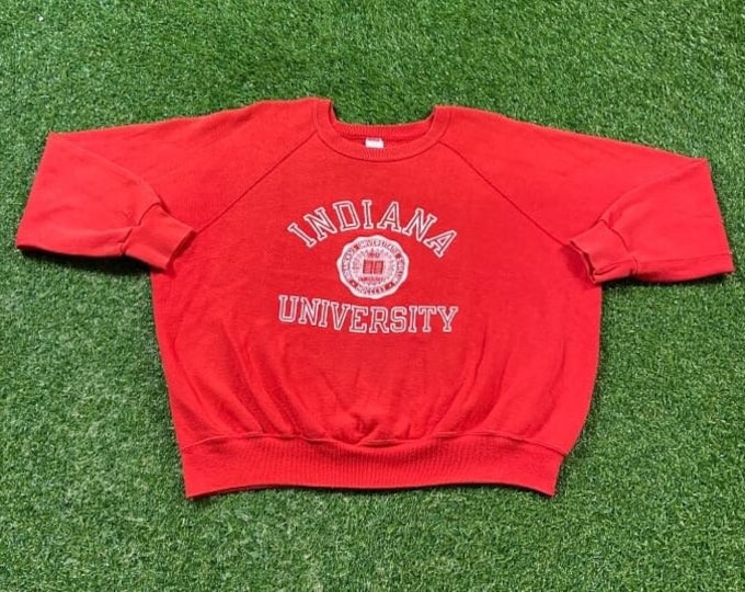 Vintage Indiana University Hoosiers Crewneck Sweatshirt Made Usa Size XXL 2XL NCAA College Basketball IU Classic 1970s Pull Over