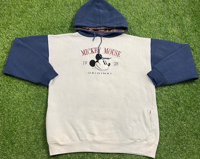 Vintage Mickey Mouse Hoodie Sweatshirt Genius Size Xtra Large XL Walt Disney World Magic Kingdom Disneyland Classic Rare Pull Over
