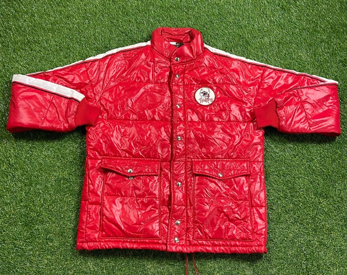 Vintage University of Nebraska Huskers Jacket Swingster Made USA Size Large L NCAA College Football Puffer Coat 1990s 90s