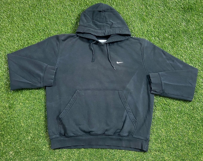 Vintage Nike Hoodie Sweatshirt Size Medium M Just Do It Classic Air Jordan Nike Swoosh Check Logo 1990s 90s Pull Over Oversized
