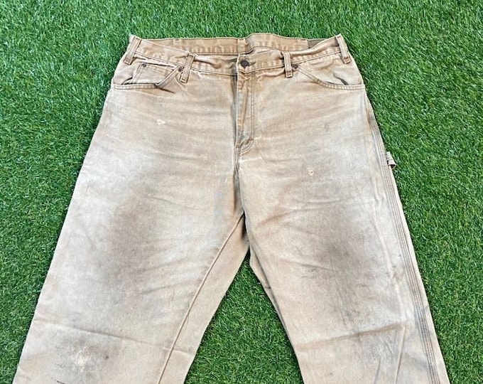 Vintage Dickies Dungarees Jeans Size 34 x 34 Hunting Hiking Quality Work Pants Blanket Lined Work Wear 1990s 90s