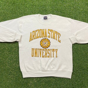 Moletom vintage com gola redonda da Arizona State University feito nos EUA tamanho grande L NCAA College Football Phoenix Sun Devils ASU Classic Pull Over