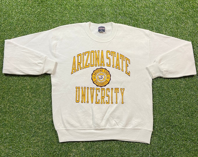Vintage Arizona State University Crewneck Sweatshirt Made USA Size Large L NCAA College Football Phoenix Sun Devils ASU Classic Pull Over