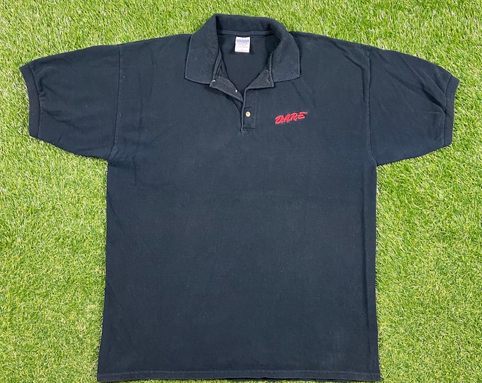 Vintage D.A.R.E. Polo Shirt Tee Drug Abuse Resistance Education Gildan Size Xtra Large XL 1990s 90s