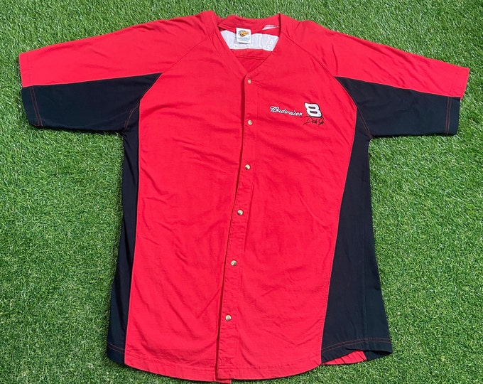 Vintage Dale Earnhardt Jr 8 Baseball Jersey Winners Circle Size Xtra Large XL Budweiser NASCAR Racing Daytona 500 00s
