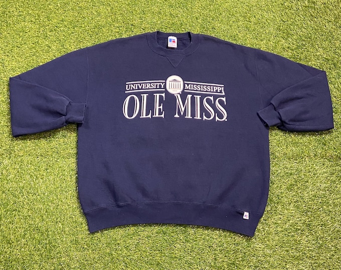 Vintage University of Mississippi Ole Miss Crewneck Sweatshirt Made USA Size Xtra Large XL NCAA College Football Eli Manning 1990s 90s