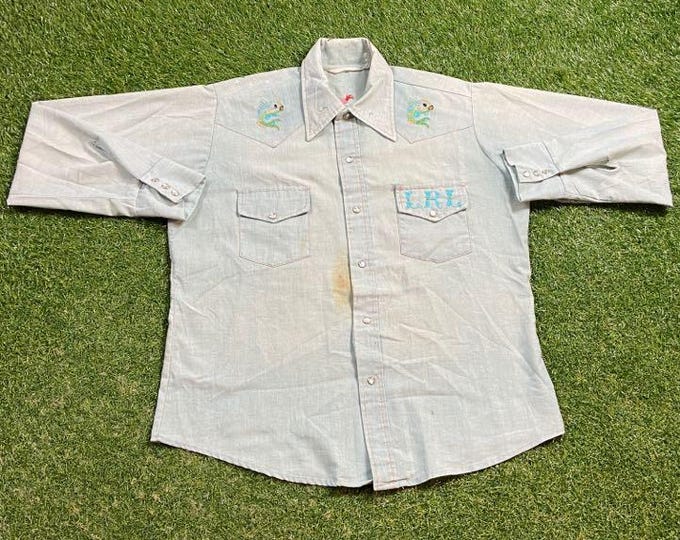 Vintage Artsy Button Down Shirt Size Medium M Wacky Fun Art Original Classic Party Festival Pop 1990s 90s