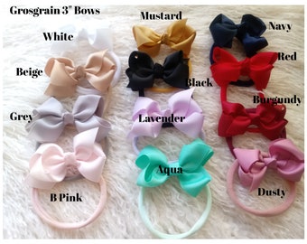 3&quot; Grosgrain Hair Bow on Nylon Band: Boutique Baby & Toddler