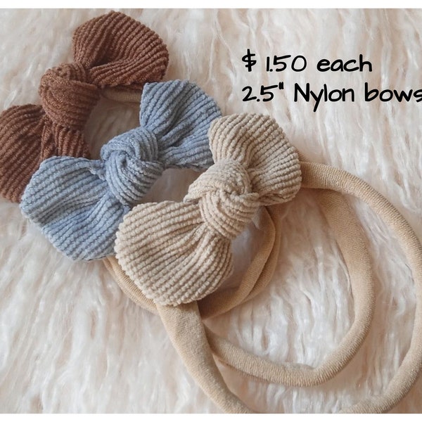 2.5" Corduroy Hair Bow, baby headbands, Fall baby bows, Corduroy Bow, Winter baby headband, School bows, Photo prop bow, baby headband