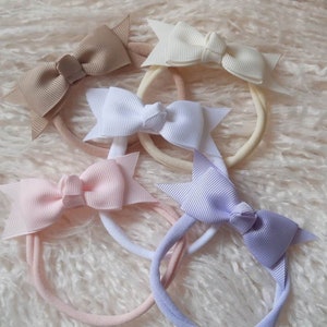 3&quot; Grosgrain Bow Tie on Thin Nylon Band: Pastel Easter Hair Bow