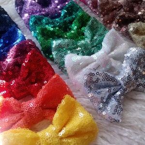 Sequin Bow Headband 3&quot;: Sparkle Baby Hair Clip, Newborn Gift