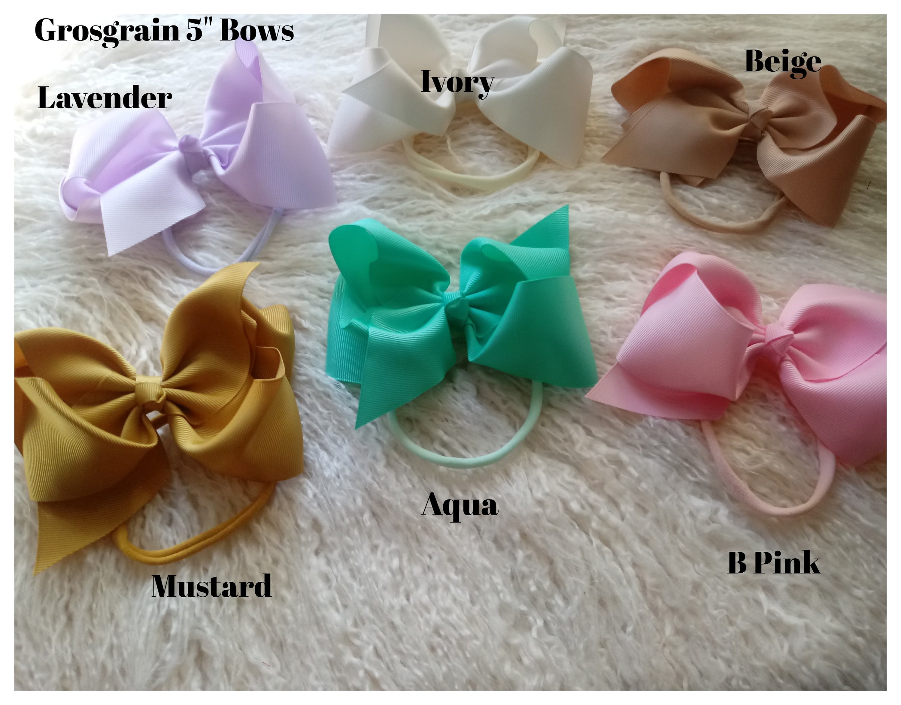 5" Grosgrain Hair Bow on Nylon Band: Boutique Basic Bow