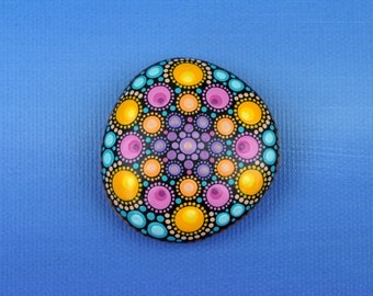 Mandala stone hand painted summer blossom