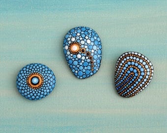 Set aus drei Magneten, von handbemalte Steine, Unikate, Kühlschrankmagnet