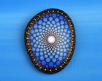 Mandala Stein handbemalt einzigartig Nacht-Kamee