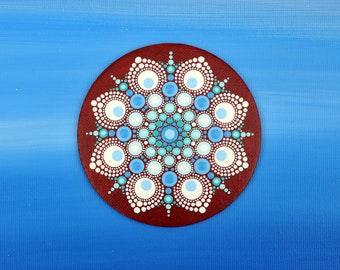 Magnet Mandala Blume - Schneeflocke handbemalte Leinwand