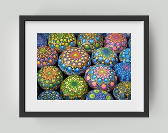 Postcard - mandala stones, dot art, acrylic painting