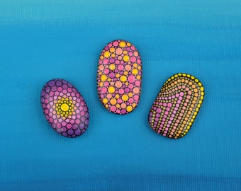 Set aus drei Magneten, von handbemalte Steine, Unikate, Kühlschrankmagnet