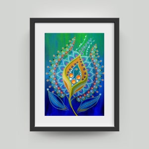 Carte postale - Lumière du soir, dot art, peinture acrylique