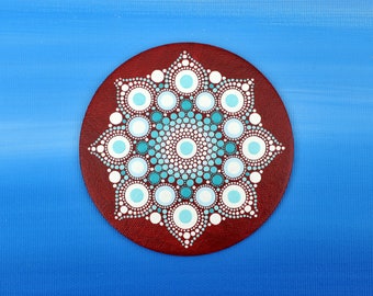 Magnet Mandala Blume - Schneeflocke handbemalte Leinwand