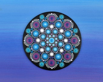 Magnet Mandala Flower - Winter Breath Hand-Painted Canvas