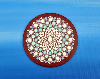 Magnet Mandala Blume - Schneeflocke handbemalte Leinwand