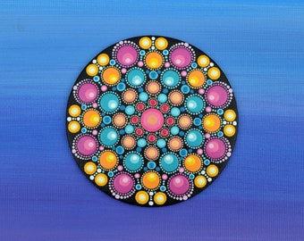 Magnet Mandala Blume - Agatha handbemalte Leinwand