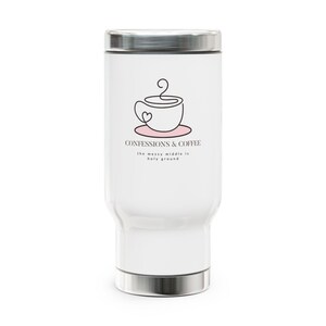 Edelstahl-Reisebecher für Kaffeeliebhaber, Geständnisse & Kaffee, Thermobecher, Geschenk für Sie und Ihn, Bürobecher, Reisezubehör