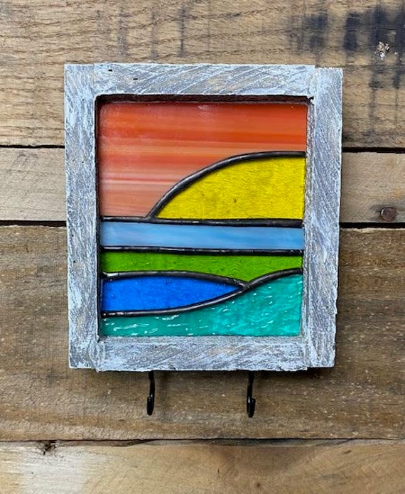 Stained glass sunset in shadow box Etsy