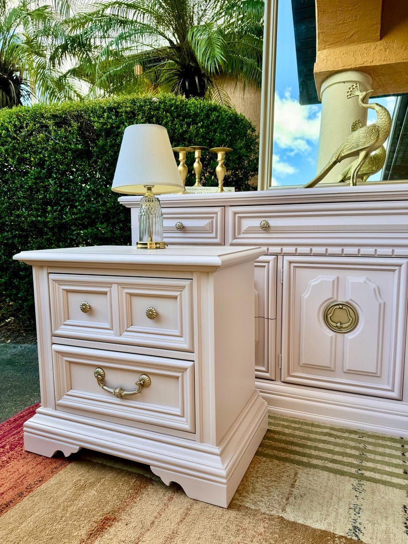 Beautiful Set of Vintage Blush Pink Solid Wood Dresser & Nightstands ...