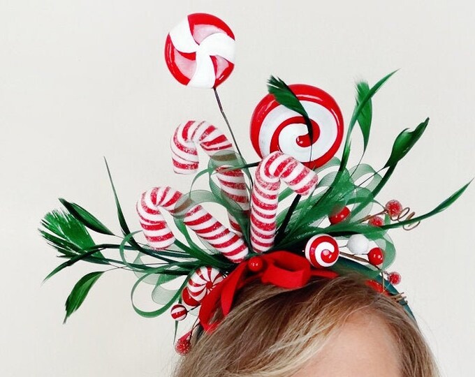 Christmas Headband Women, Candy Cane Headband, Candy Cane Headpiece