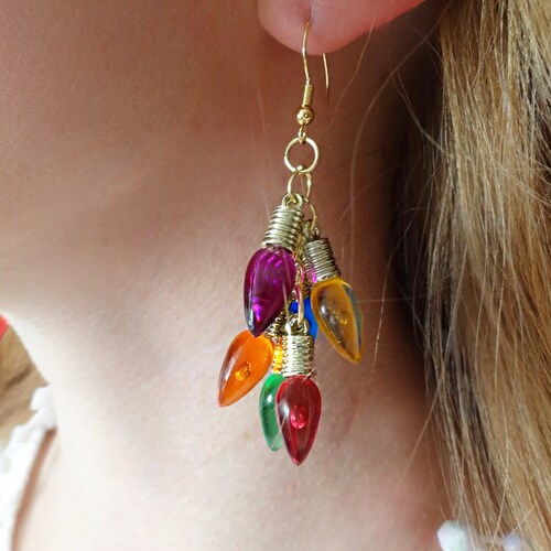 Christmas Earrings Lights Christmas Light Bulb Lightbulb Etsy